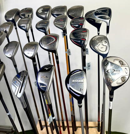 Wholesale Lot of 24 Drivers, Fairway Woods "3-5", and Hybrids. Assorted Brands.-Next Round