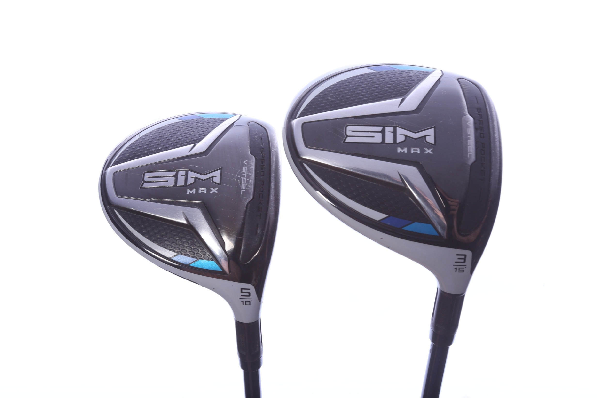Used TaylorMade SIM MAX Wood Set - Right-Handed - 3W, 5W - Stiff Flex