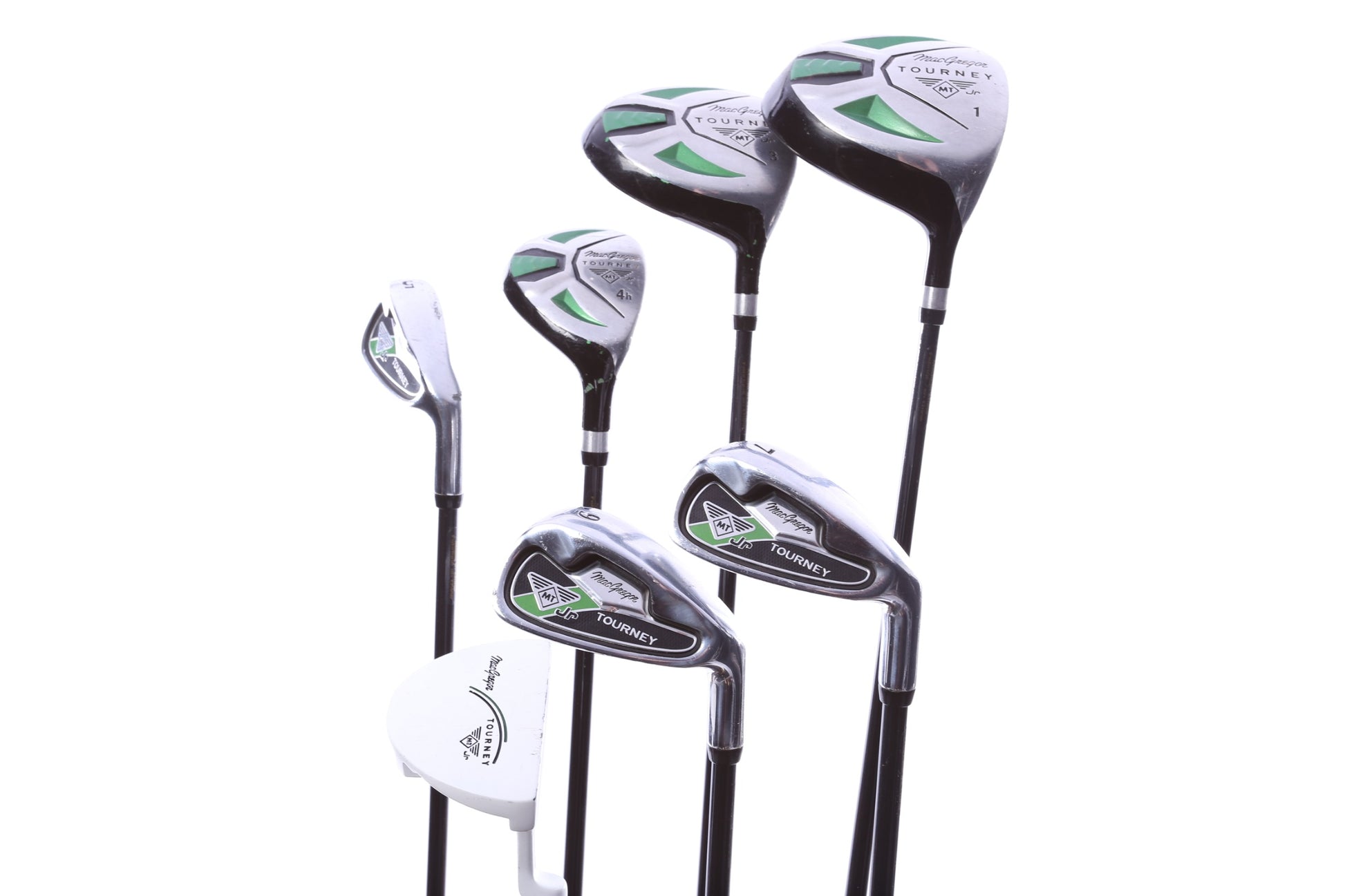 Used MacGregor Tourney MT JR Kids Set - Right-Handed - 1W, 3W, 4H, 5I, 7I, 9I, Putter - Youth Flex-Next Round