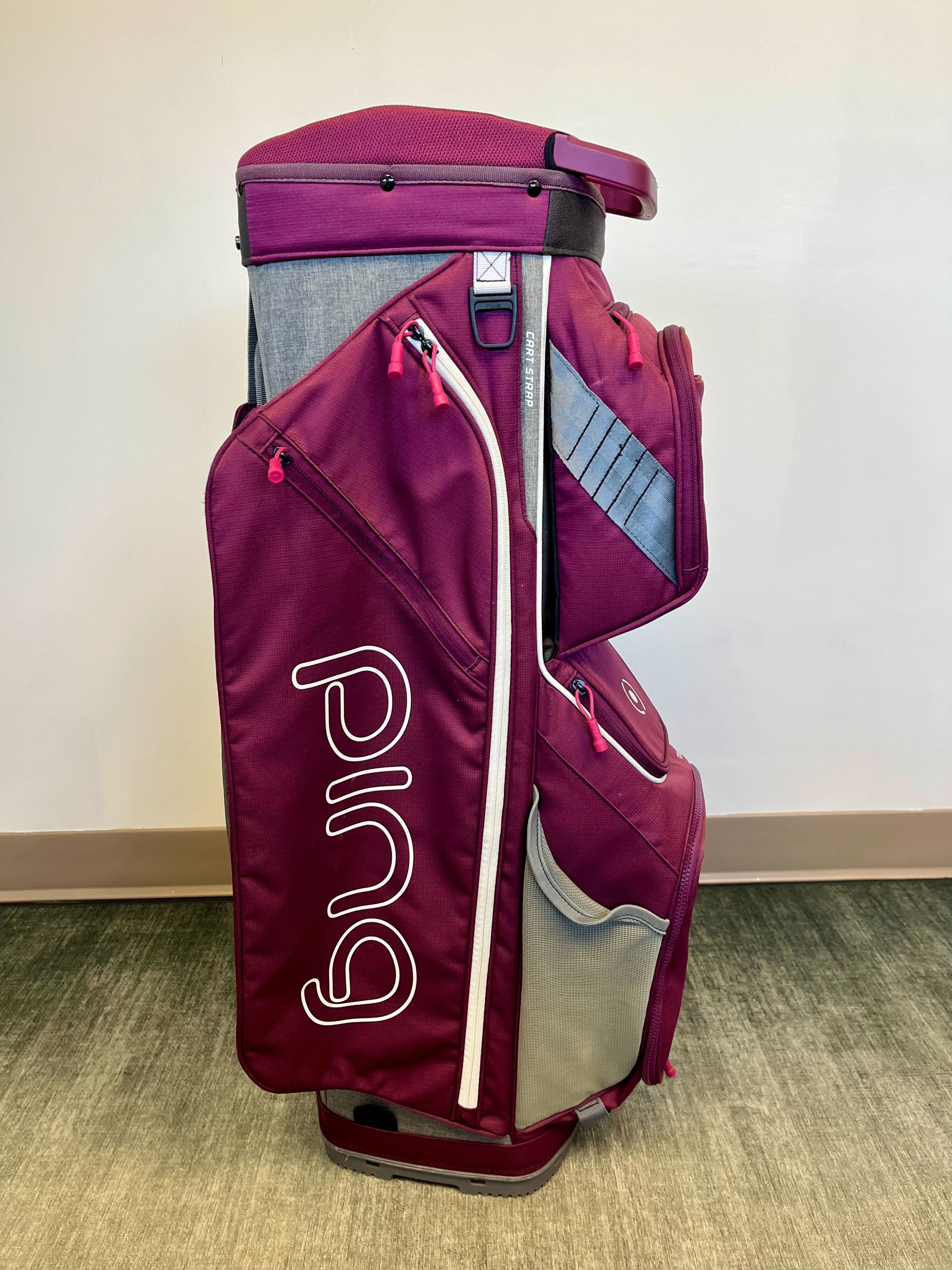 Ping Traverse Golf Cart Bag Purple 14 Dividers/9 pockets w/ Strap and Rain Cover-Next Round