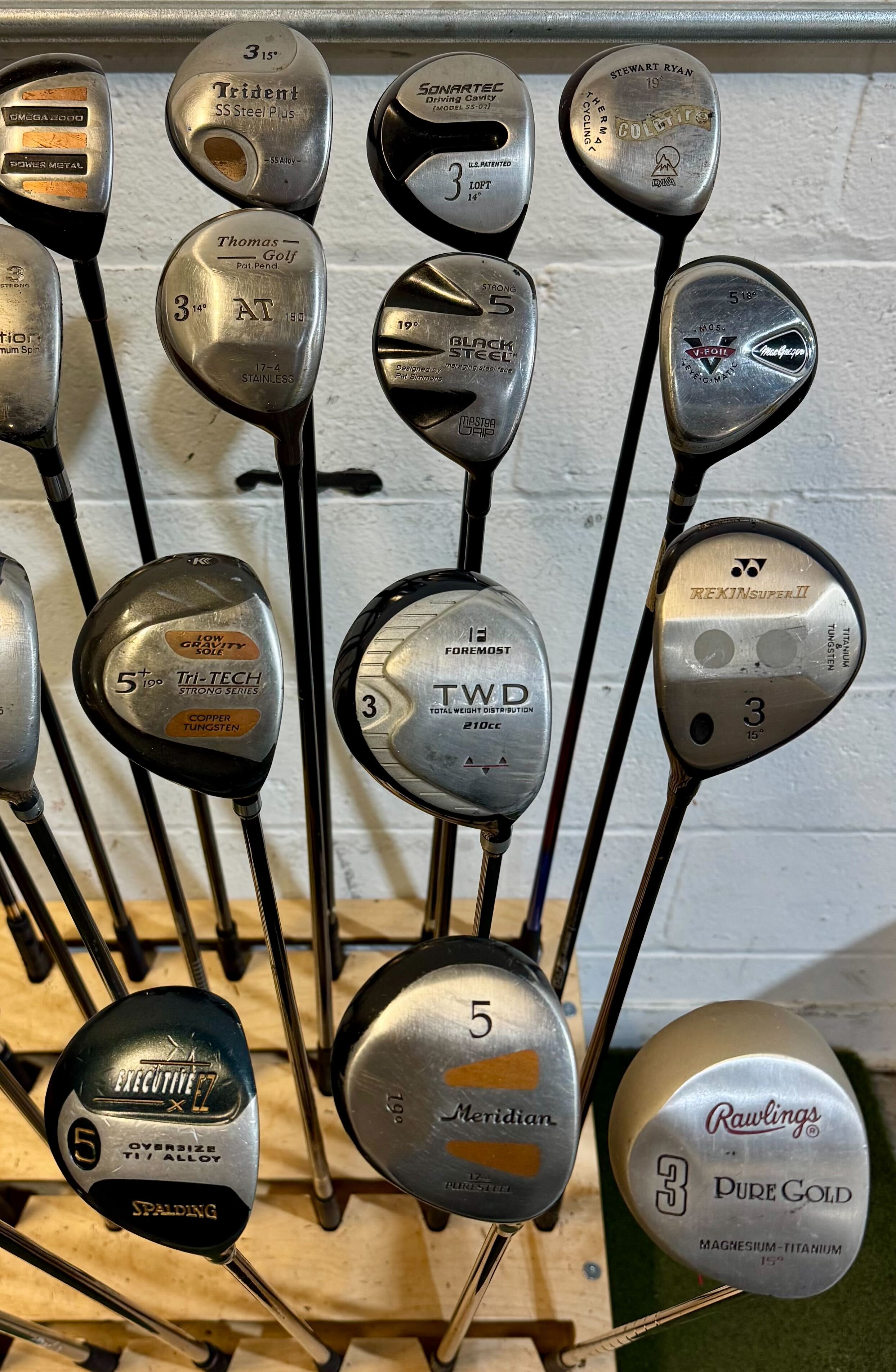 Wholesale Lot of 35 Golf Clubs - Assorted Fairway Woods - RH/LH - Mixed Flexes