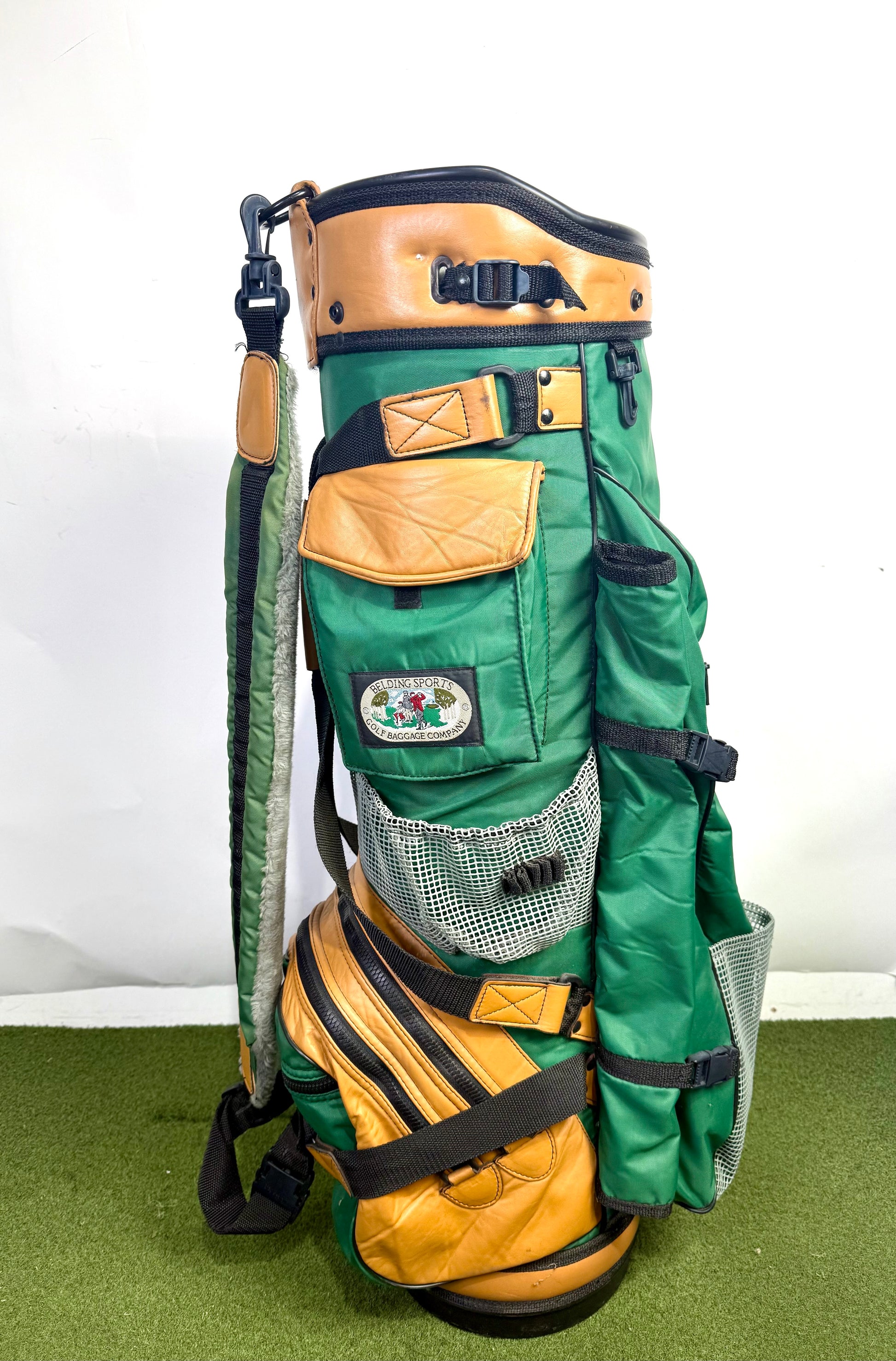 Belding's Sports Golf Bag - 9 pockets and 3 dividers. Green, Brown and Grey.-Next Round