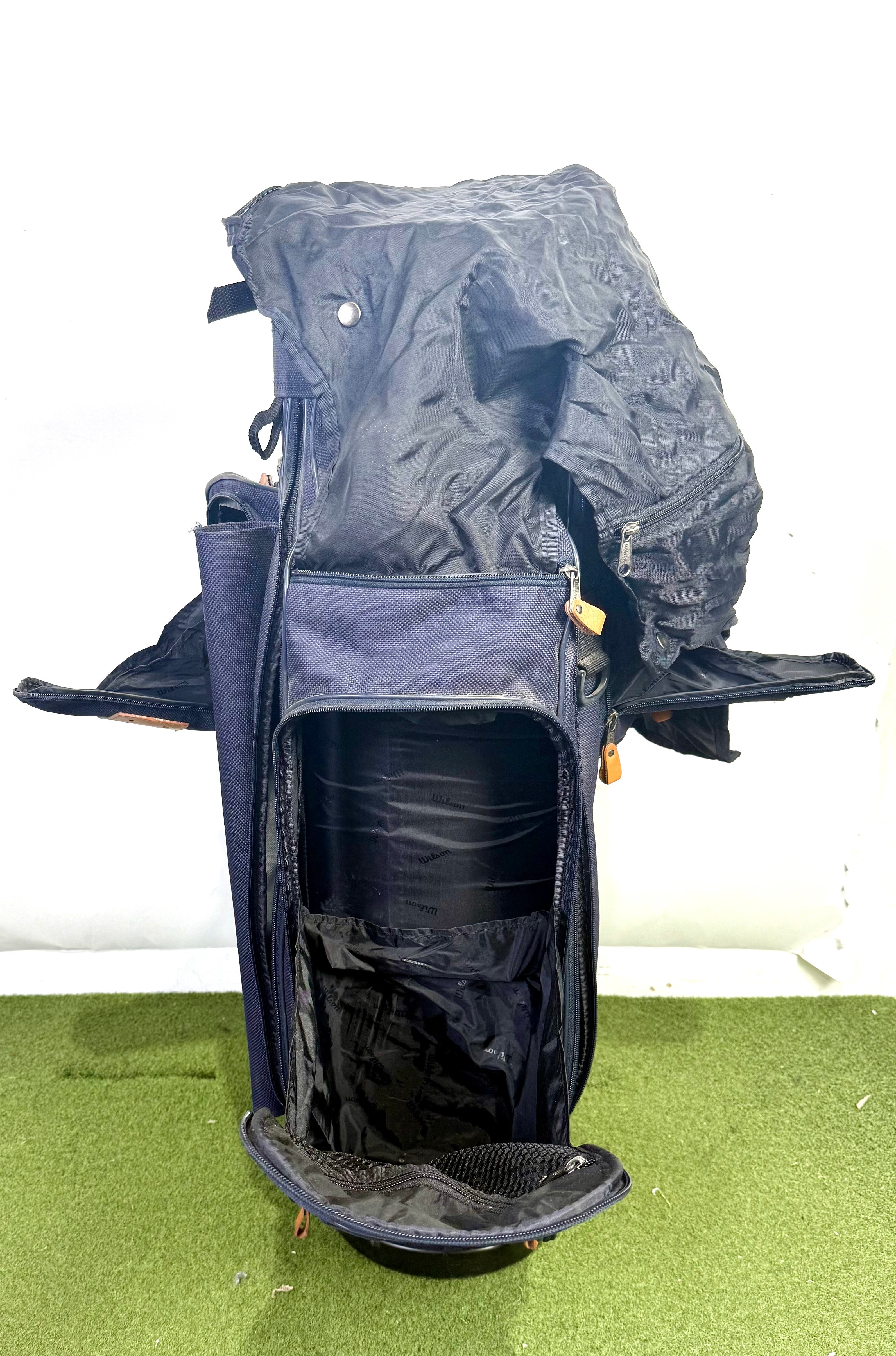 Wilson Cart Golf Bag - 6 Dividers 8 Pockets - With Raincover - Navy Blue and Tan-Next Round