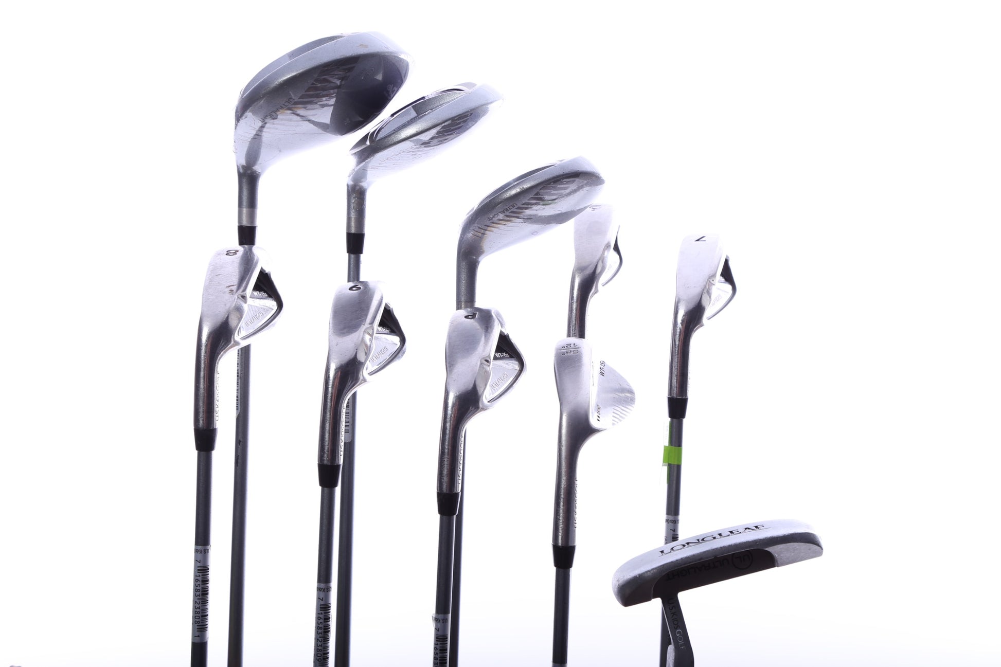 Used Us Kids Golf U/L 54 Grey/Purple Kids Set - Left-Handed - 1W, FW, 4H, 6-PW, 56* Putter - Youth Flex-Next Round