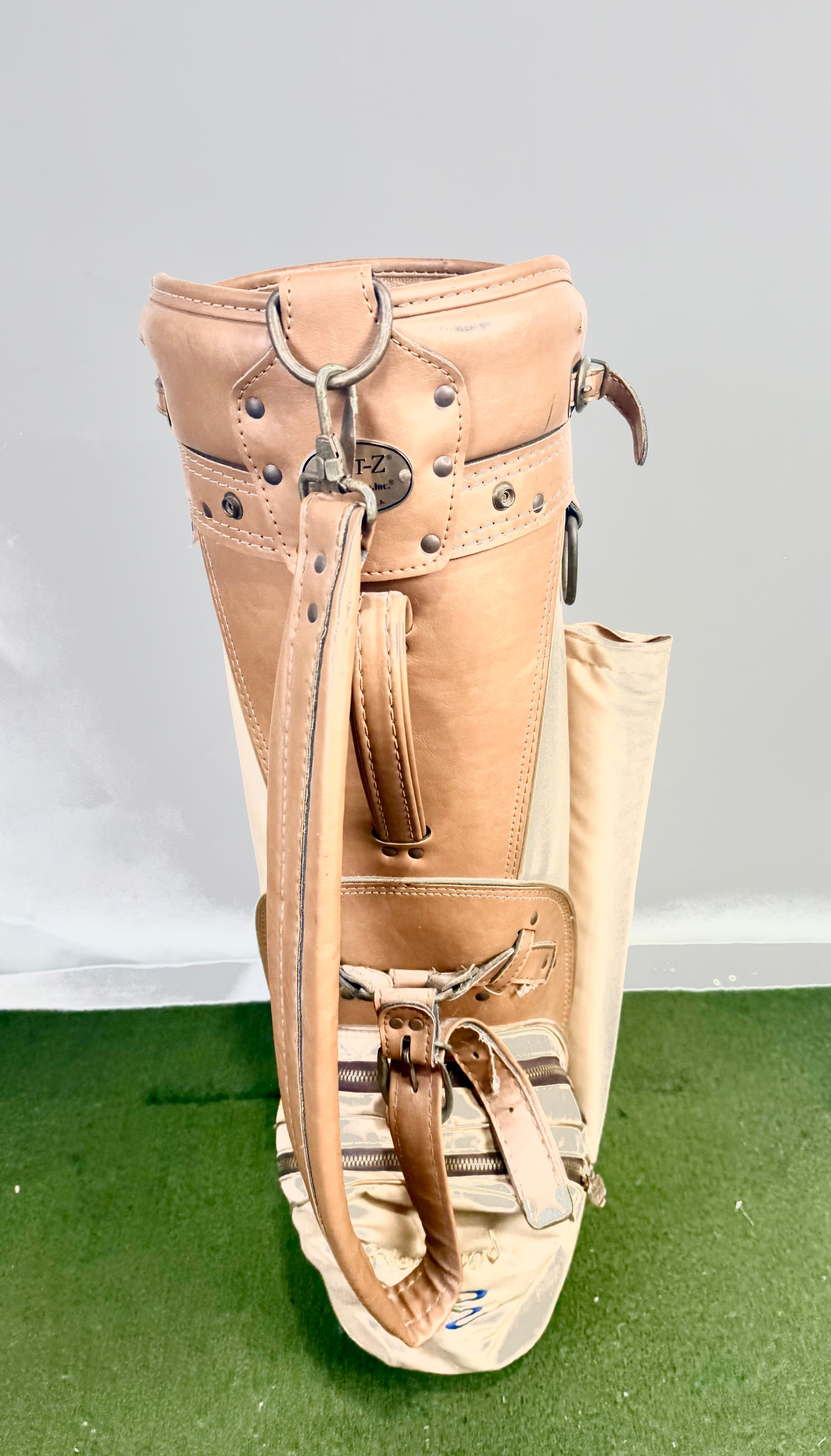 Hot-Z Cart Golf Bag - 6 Dividers 5 Pockets - With Raincover - Cream and Tan-Next Round