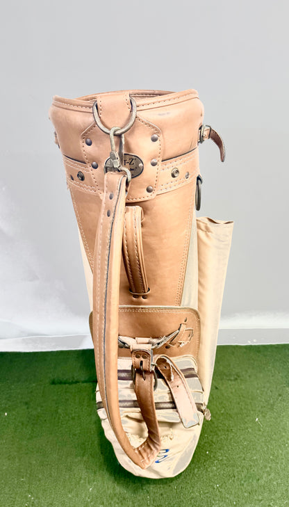 Hot-Z Cart Golf Bag - 6 Dividers 5 Pockets - With Raincover - Cream and Tan-Next Round