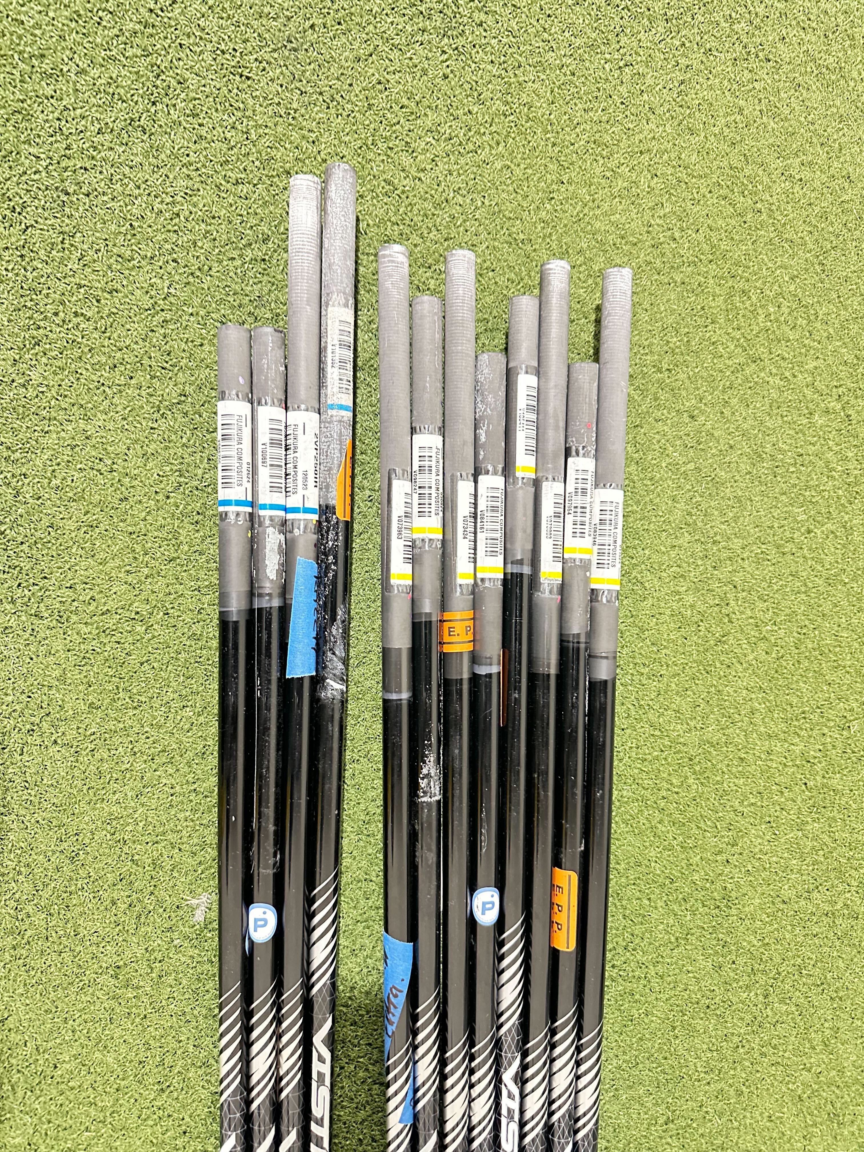 Lot of 12 Premium Golf Shafts - Various Lengths, Flexes, and Brands-Next Round