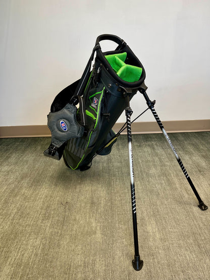 US Kids Golf Stand Golf Bag Black/Green/Gray 4 Dividers 5 Pockets-Next Round