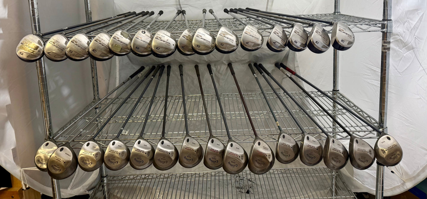 Wholesale Lot of 30 Golf Clubs - Callaway Drives & Cobra Fairway Woods-Next Round
