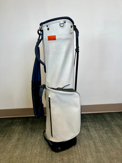Stitch Sunday Golf Bag White/Blue 2 Dividers/4 pockets with Strap-Next Round