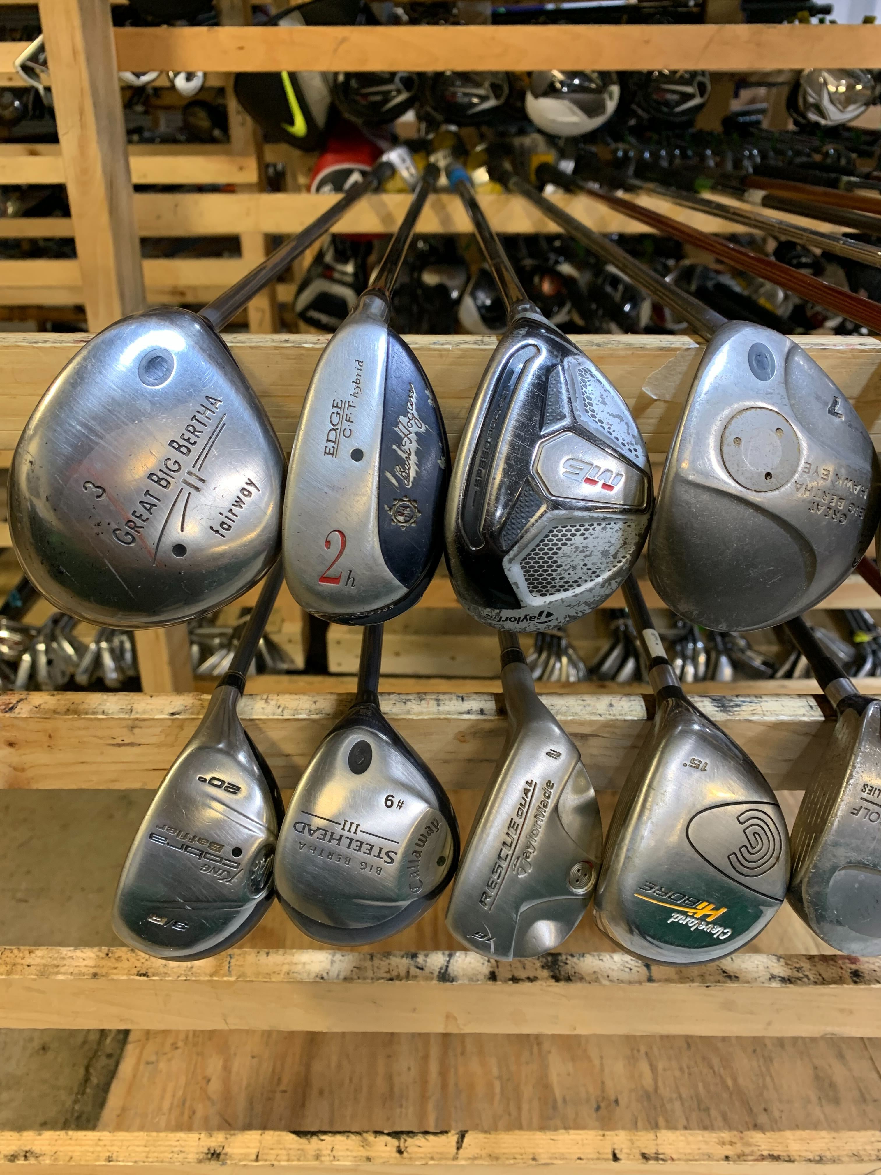 Wholesale Lot of 20 Golf Clubs - Fairway Woods & Hybrids - Men's Flex-Next Round