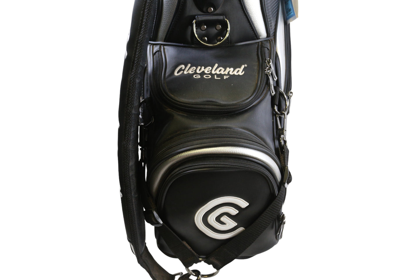 Cleveland Black/Silver Staff Bag 6 Dividers 7 Pockets Rain Cover