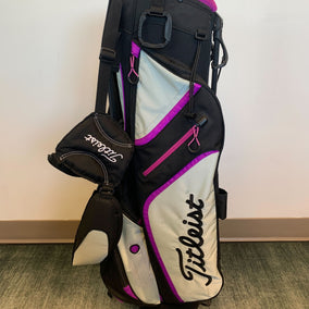 Titleist Women's Stand Bag Black/Pink 3 Dividers w/ Strap and Rain Cover-Next Round
