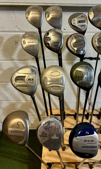 Wholesale Lot of 35 Golf Clubs - Assorted Fairway Woods - RH/LH - Mixed Flexes