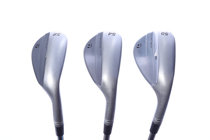 Used TaylorMade Milled Grind 5 Satin Chrome Wedge Set - Right-Handed - 50*, 54*, 58* - Wedge Flex