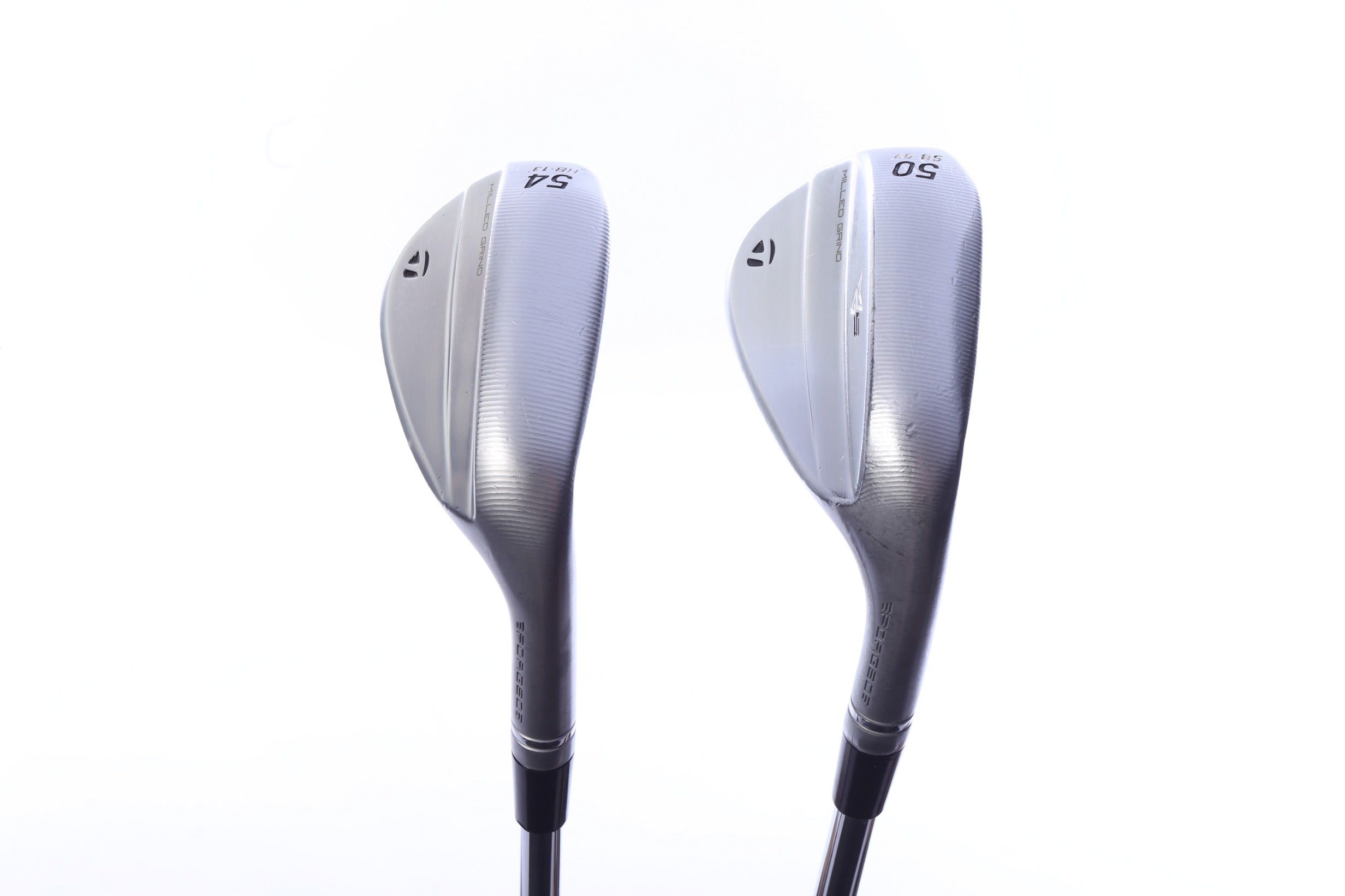 Used TaylorMade Milled Grind 5 Satin Chrome Wedge Set - Right-Handed - 50*, 54* - Wedge Flex