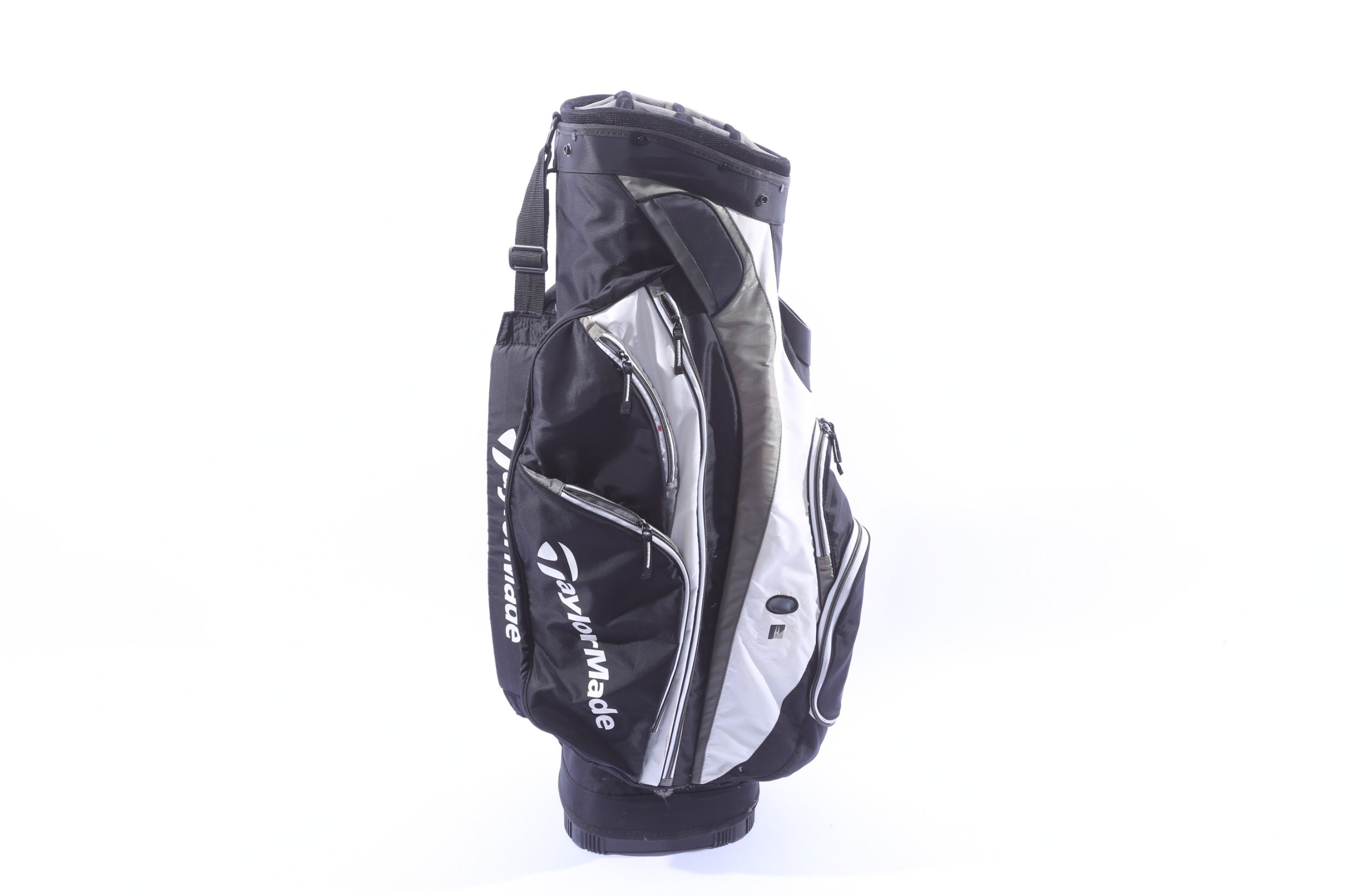 Used TaylorMade All Other Models Black/White Cart Bag - 14-Way - 8 Pockets - Rain Cover Not Included-Next Round