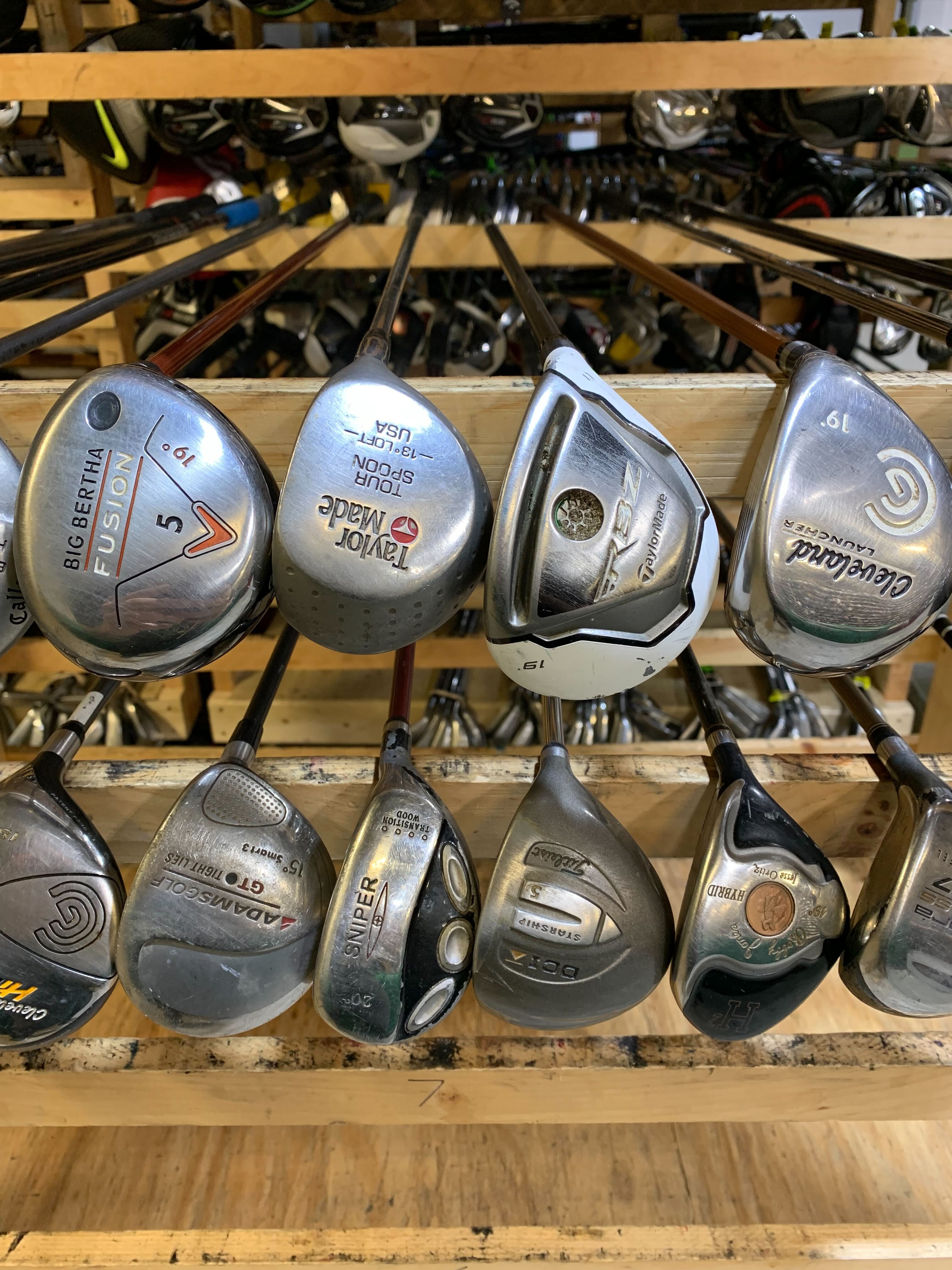 Wholesale Lot of 20 Golf Clubs - Fairway Woods & Hybrids - Men's Flex-Next Round