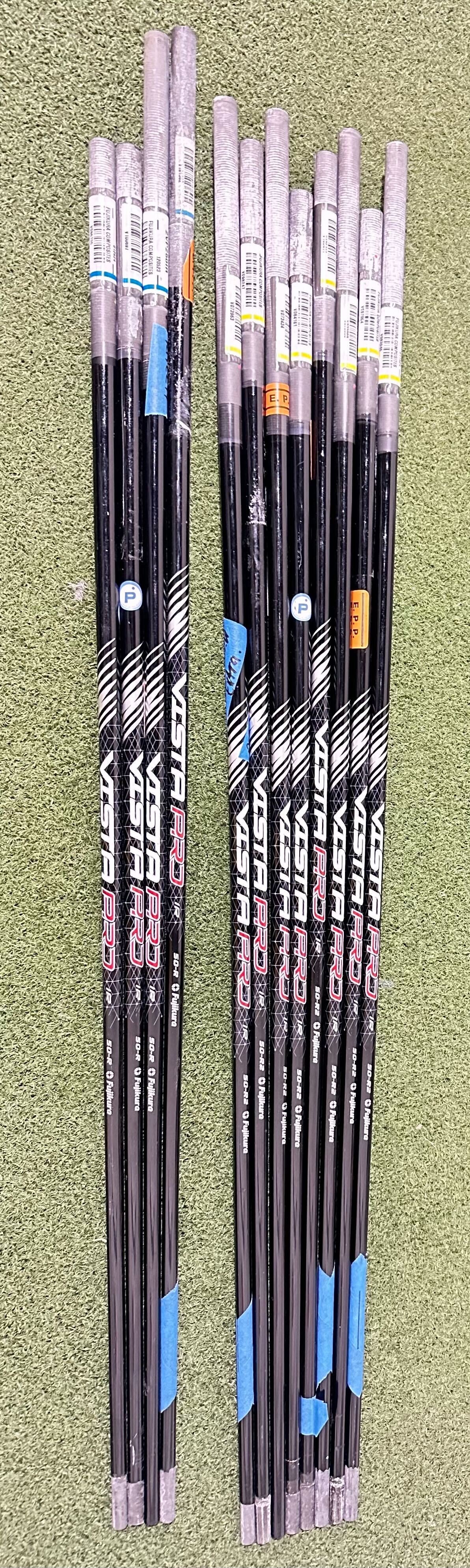 Lot of 12 Premium Golf Shafts - Various Lengths, Flexes, and Brands-Next Round