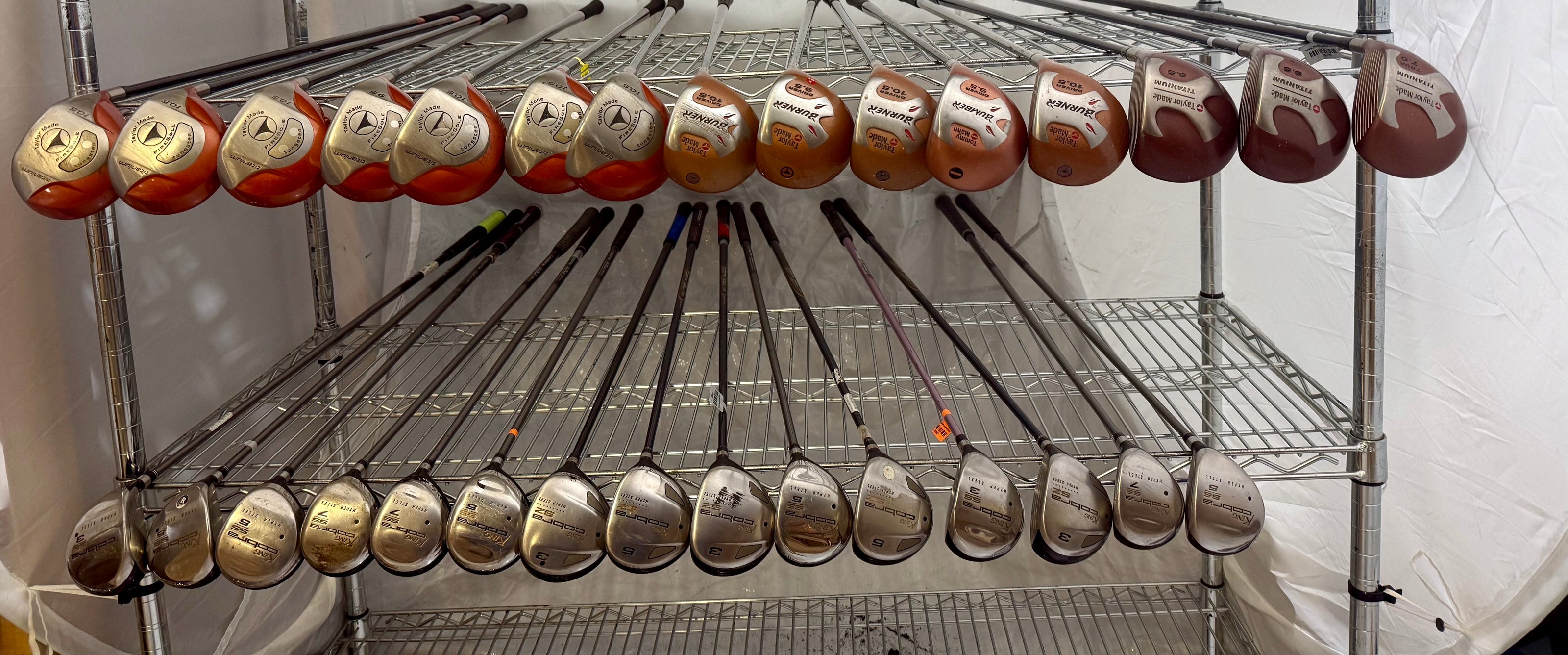Wholesale Lot of 30 Golf Clubs - Cobra Woods & TaylorMade Drivers-Next Round