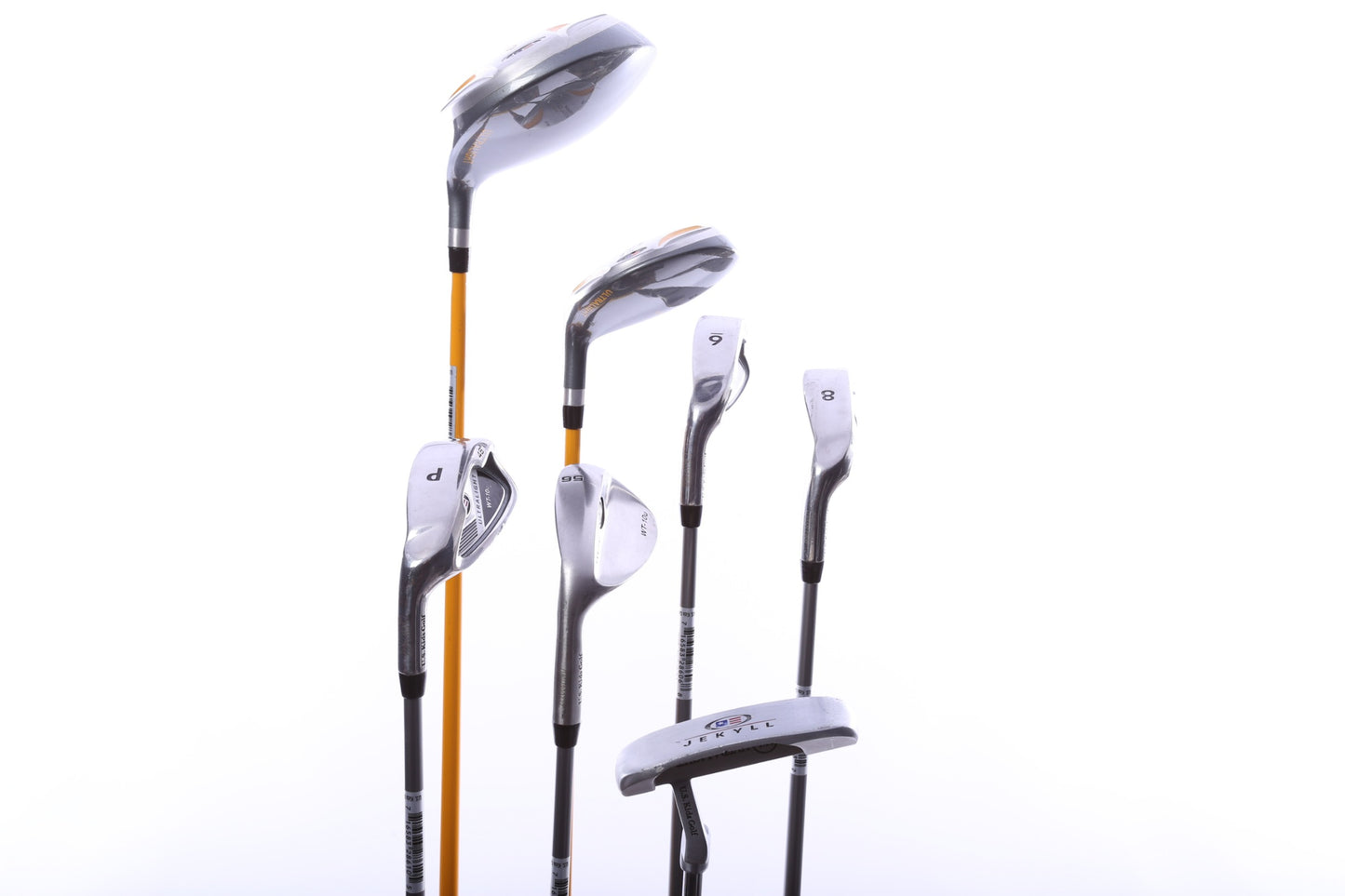Used Us Kids Golf U/L 63 Grey/Gold Kids Set - Left-Handed - 1W, HY, 6, 8, PW, SW(56*) - Youth Flex-Next Round