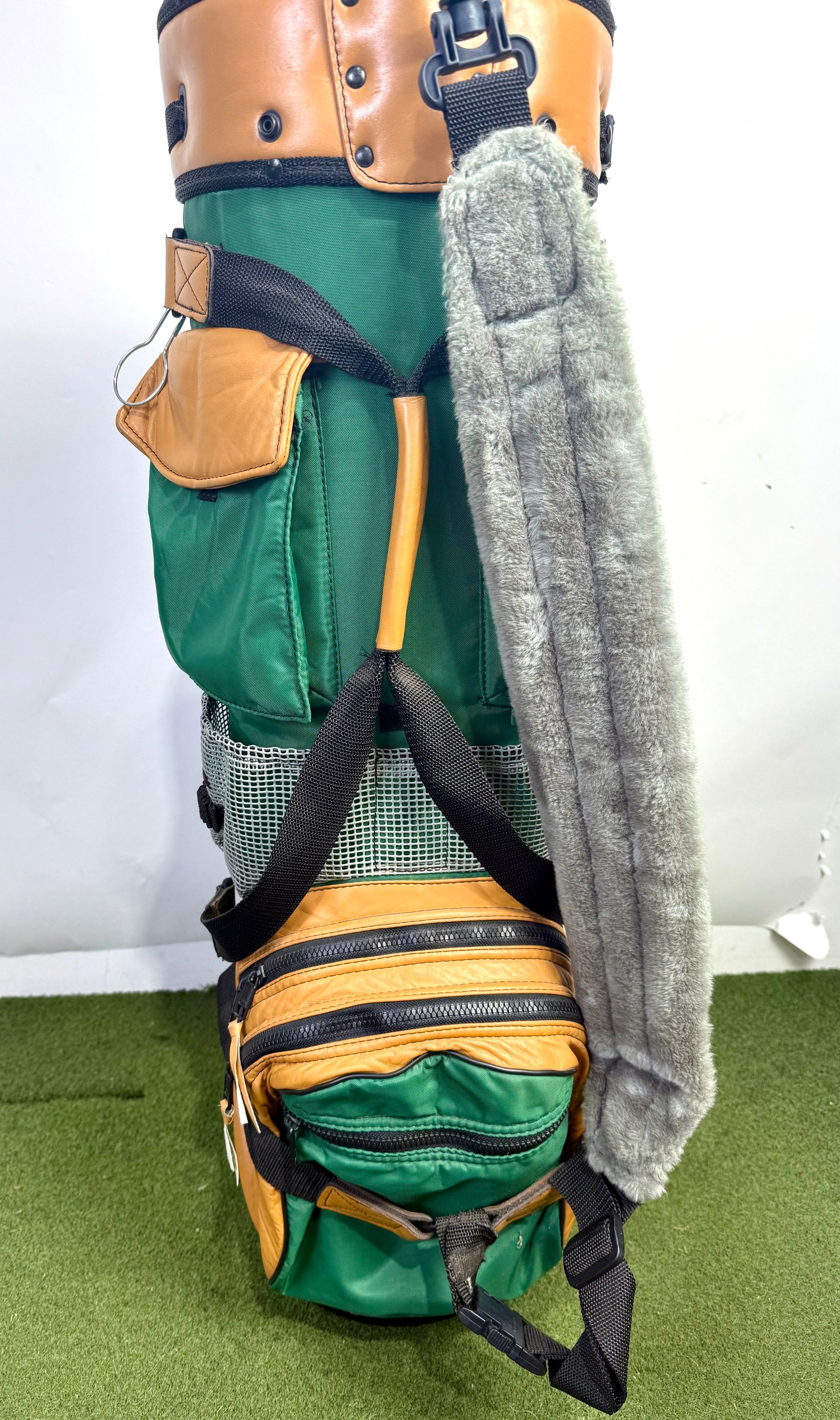 Belding's Sports Golf Bag - 9 pockets and 3 dividers. Green, Brown and Grey.-Next Round