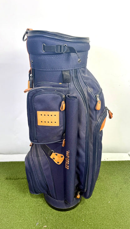 Wilson Cart Golf Bag - 6 Dividers 8 Pockets - With Raincover - Navy Blue and Tan-Next Round