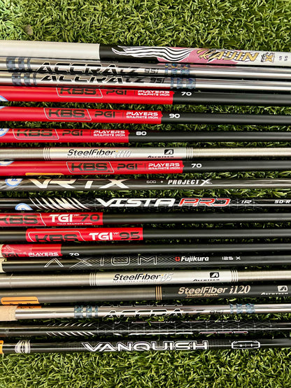 Lot of 15 Premium Golf Shafts - Various Lengths, Flexes, and Brands-Next Round