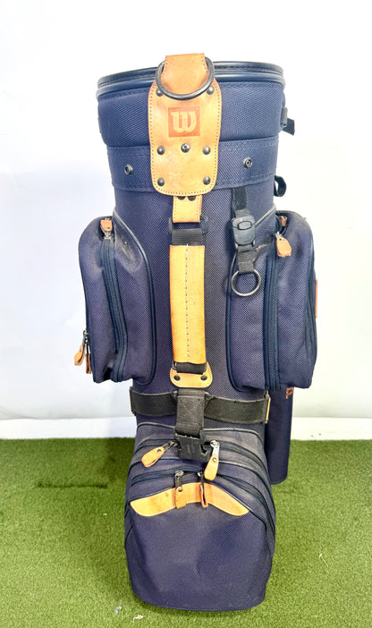 Wilson Cart Golf Bag - 6 Dividers 8 Pockets - With Raincover - Navy Blue and Tan-Next Round