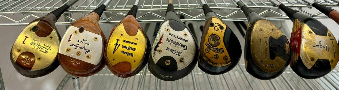Wholesale Lot of 25 Golf Clubs - Assorted Persimmon Fairway Woods and Drivers-Next Round