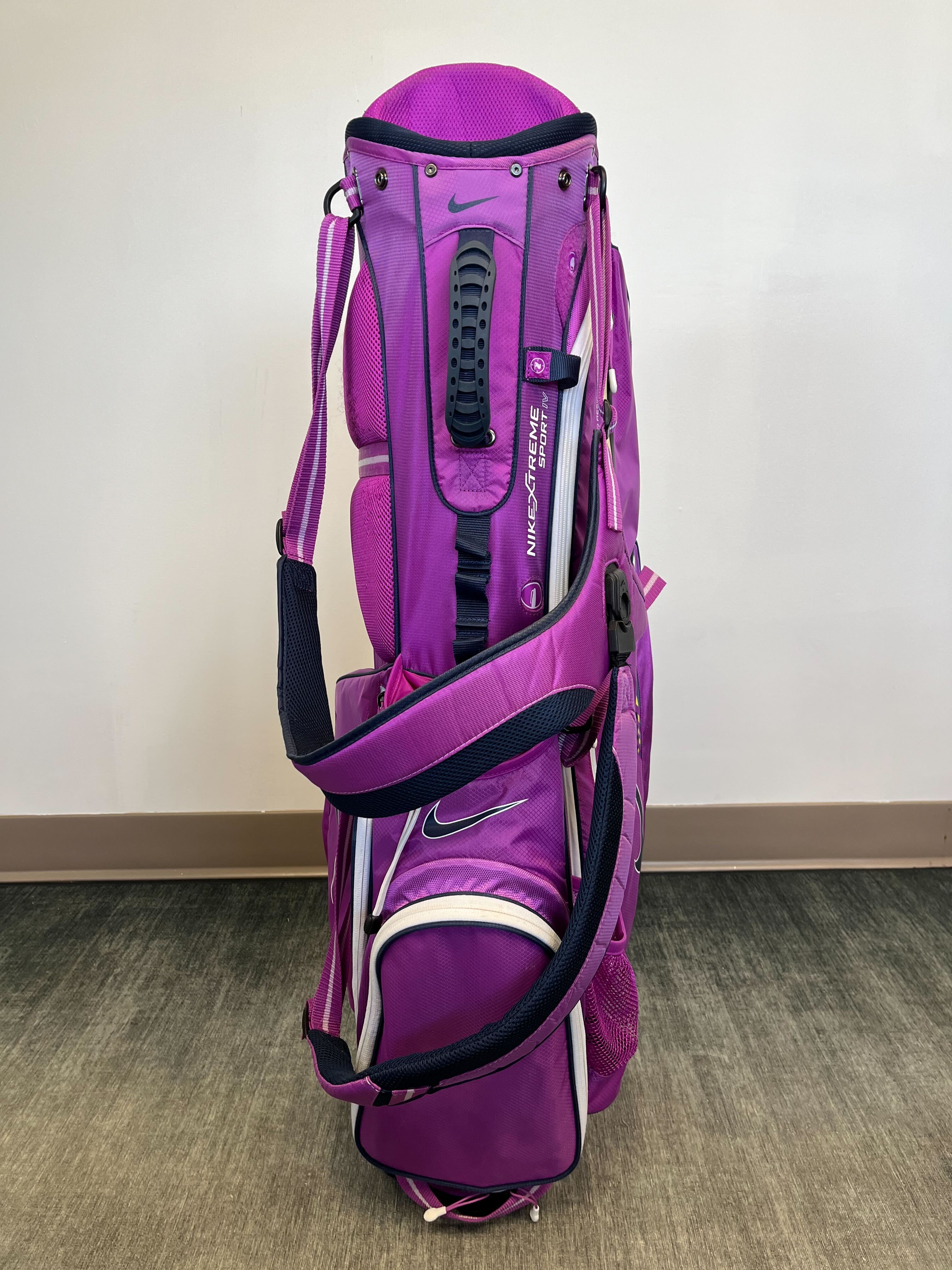 Nike Golf Extreme Sport Carry Bag Purple/White with Strap and Rain Cover-Next Round