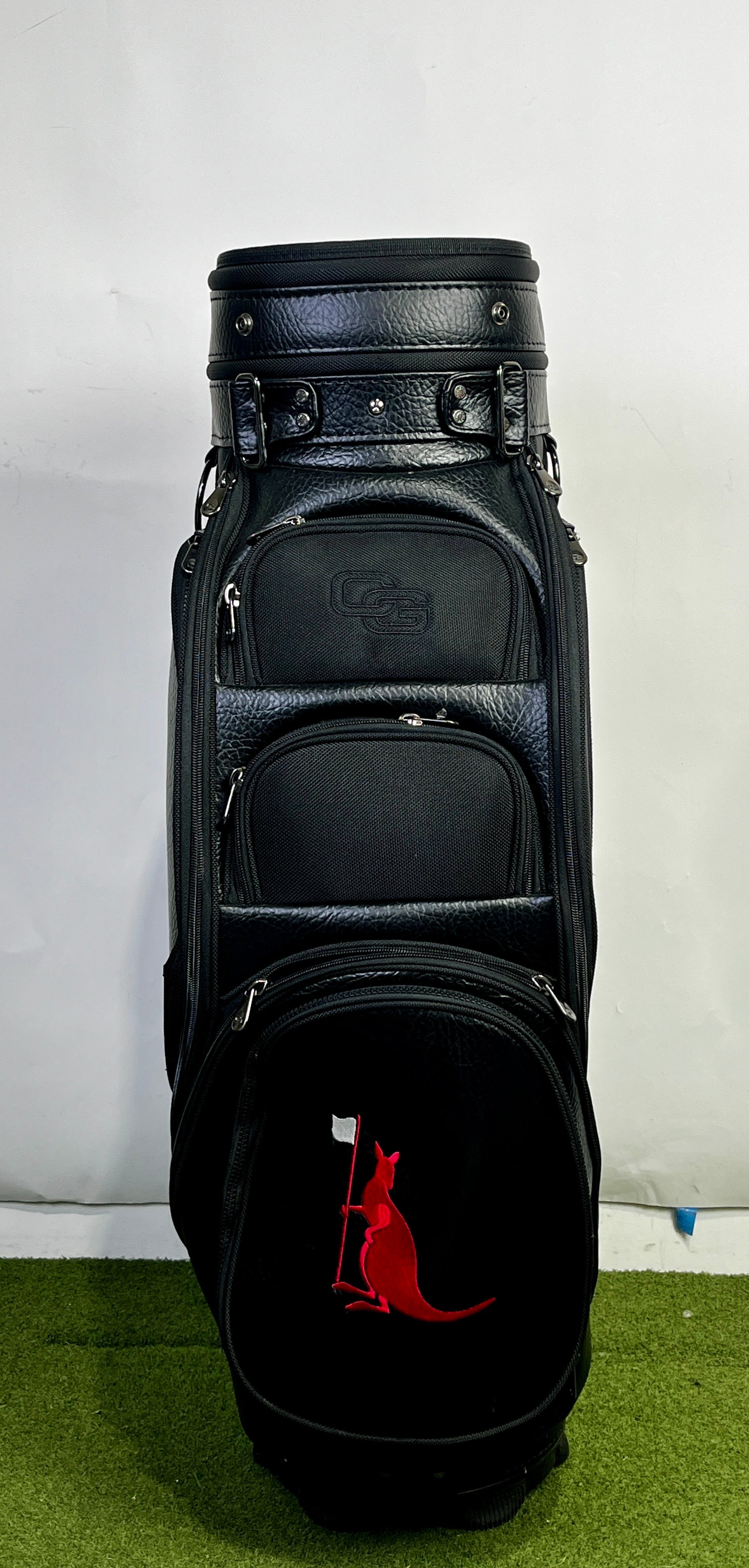 Kangaroo USA Staff Golf Bag - 6 Dividers 10 Pockets- Black, White, and Red-Next Round