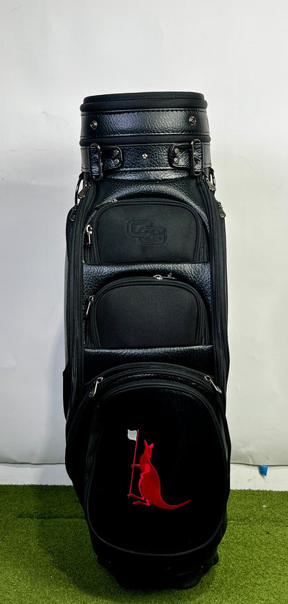Kangaroo USA Staff Golf Bag - 6 Dividers 10 Pockets- Black, White, and Red-Next Round