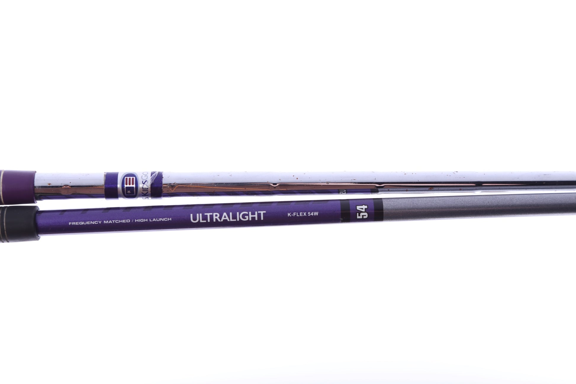 Used Us Kids Golf U/L 54 Grey/Purple Kids Set - Left-Handed - 1W, FW, 4H, 6-PW, 56* Putter - Youth Flex-Next Round