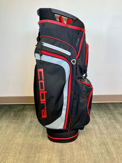 Cobra Cart Bag Red/Black 13 Dividers/7 Pockets with Strap and Rain Cover-Next Round