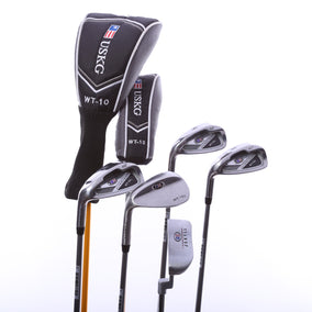 Used Us Kids Golf U/L 63 Grey/Gold Kids Set - Left-Handed - 1W, HY, 6, 8, PW, SW(56*) - Youth Flex-Next Round