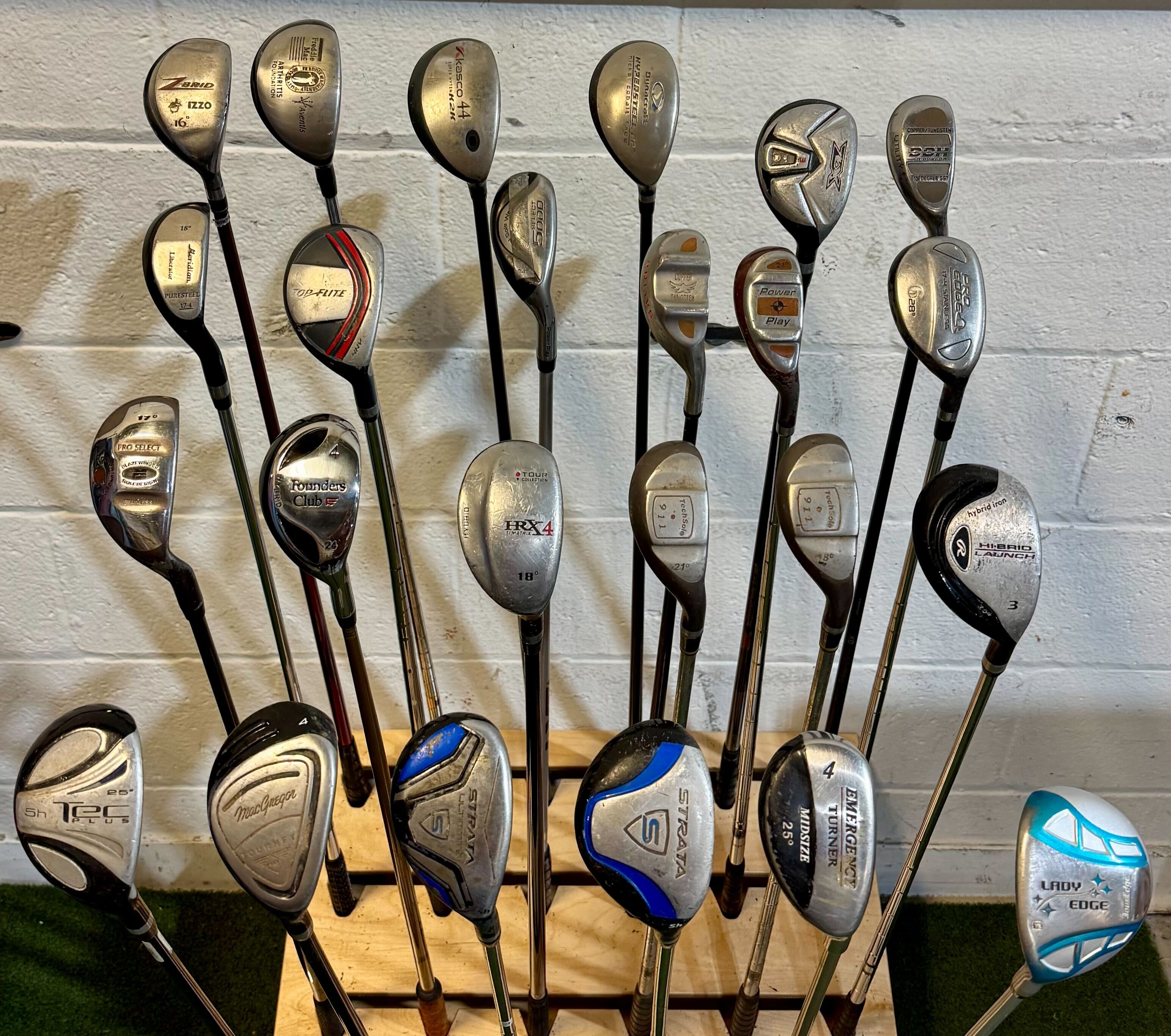Wholesale Lot of 35 Golf Clubs - Assorted Hybrids - RH/LH - Mixed Flexes