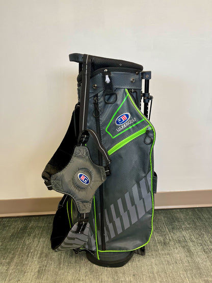 US Kids Golf Stand Golf Bag Black/Green/Gray 4 Dividers 5 Pockets-Next Round