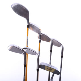 Used Us Kids Golf U/L 63 Grey/Gold Kids Set - Left-Handed - 1W, HY, 6, 8, PW, SW(56*) - Youth Flex-Next Round