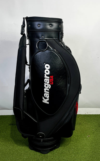 Kangaroo USA Staff Golf Bag - 6 Dividers 10 Pockets- Black, White, and Red-Next Round