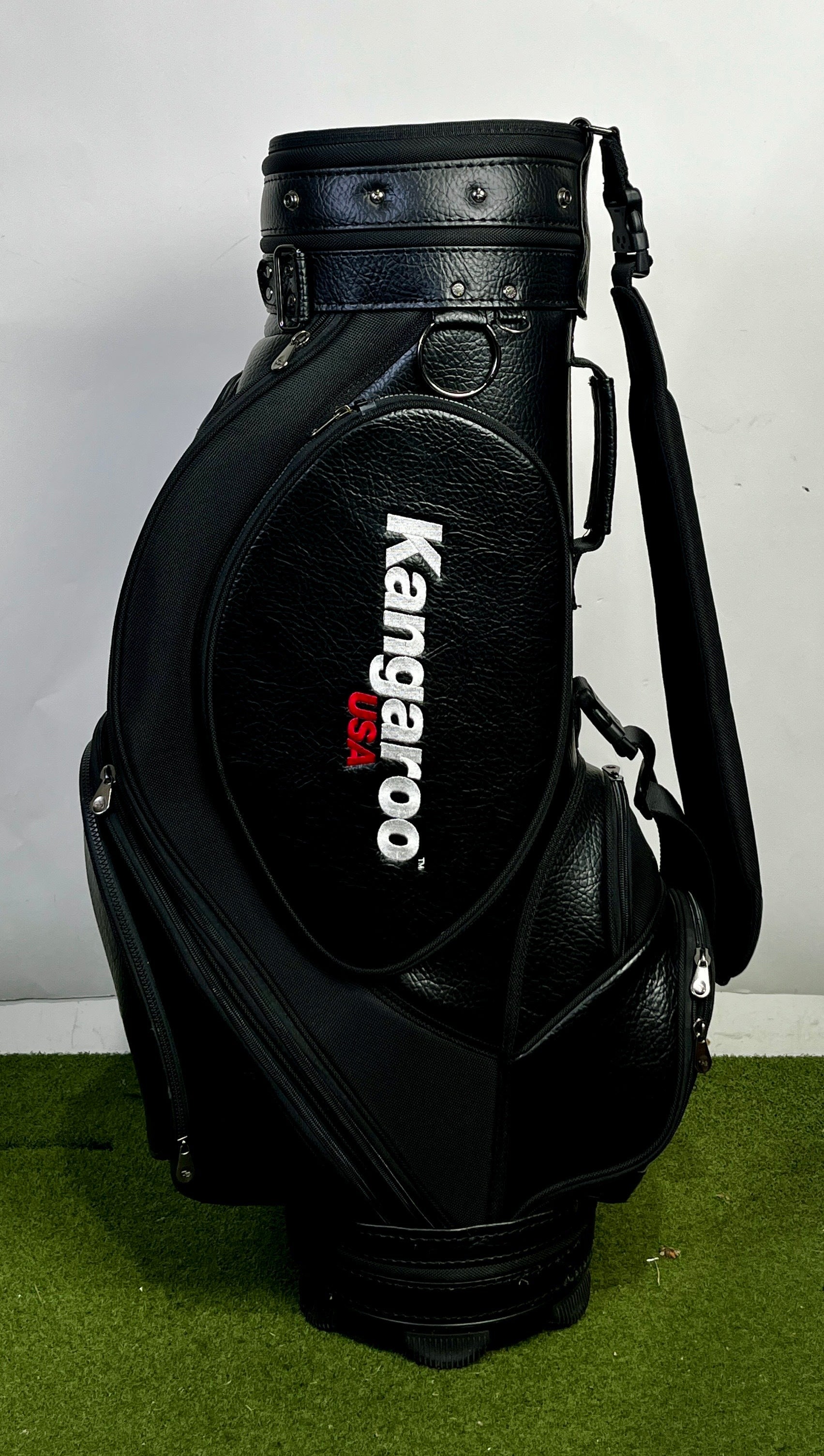 Kangaroo USA Staff Golf Bag - 6 Dividers 10 Pockets- Black, White, and Red-Next Round