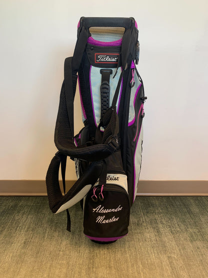 Titleist Women's Stand Bag Black/Pink 3 Dividers w/ Strap and Rain Cover-Next Round