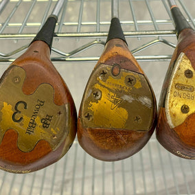 Wholesale Lot of 25 Golf Clubs - Assorted Persimmon Fairway Woods and Drivers-Next Round