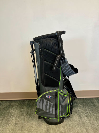 US Kids Golf Stand Golf Bag Black/Green/Gray 4 Dividers 5 Pockets-Next Round