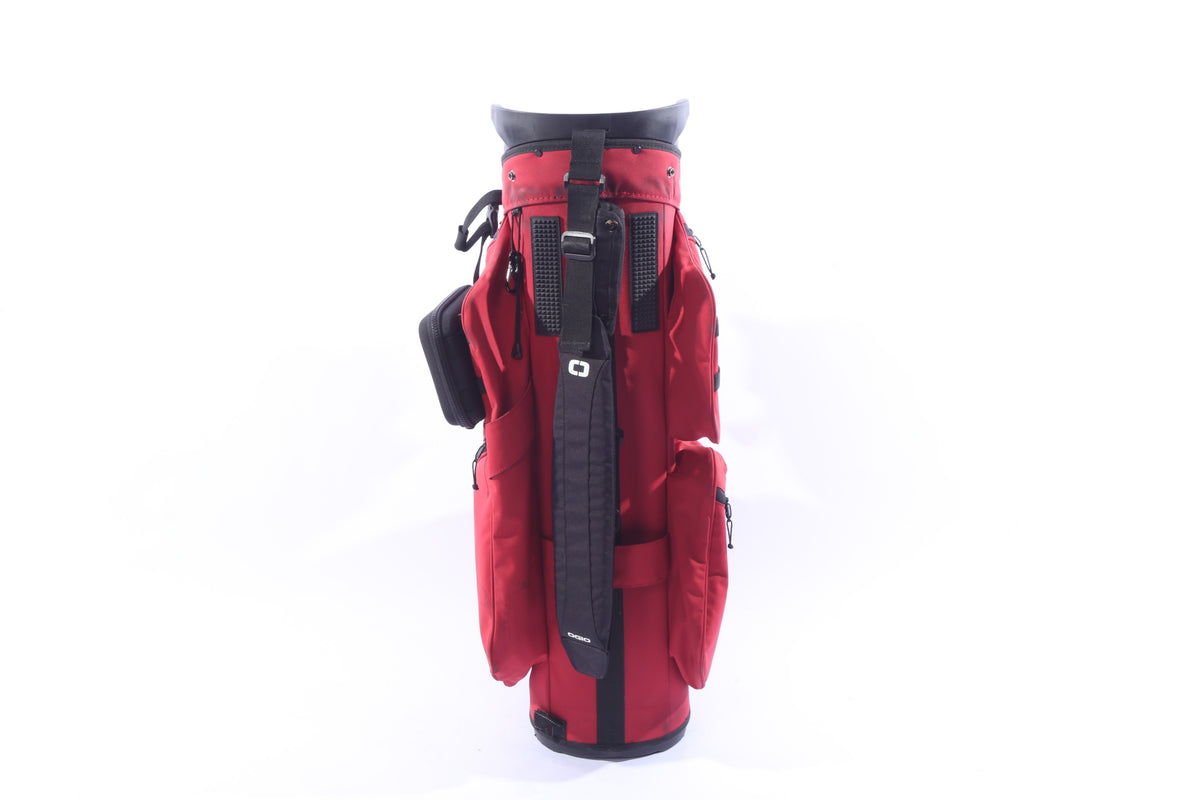 Used Ogio Alpha Convoy 514 Red Cart Bag - 14-Way - 10 Pockets - Rain Cover Included