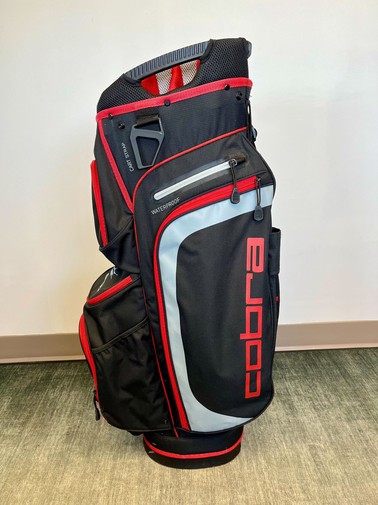 Cobra Cart Bag Red/Black 13 Dividers/7 Pockets with Strap and Rain Cover-Next Round