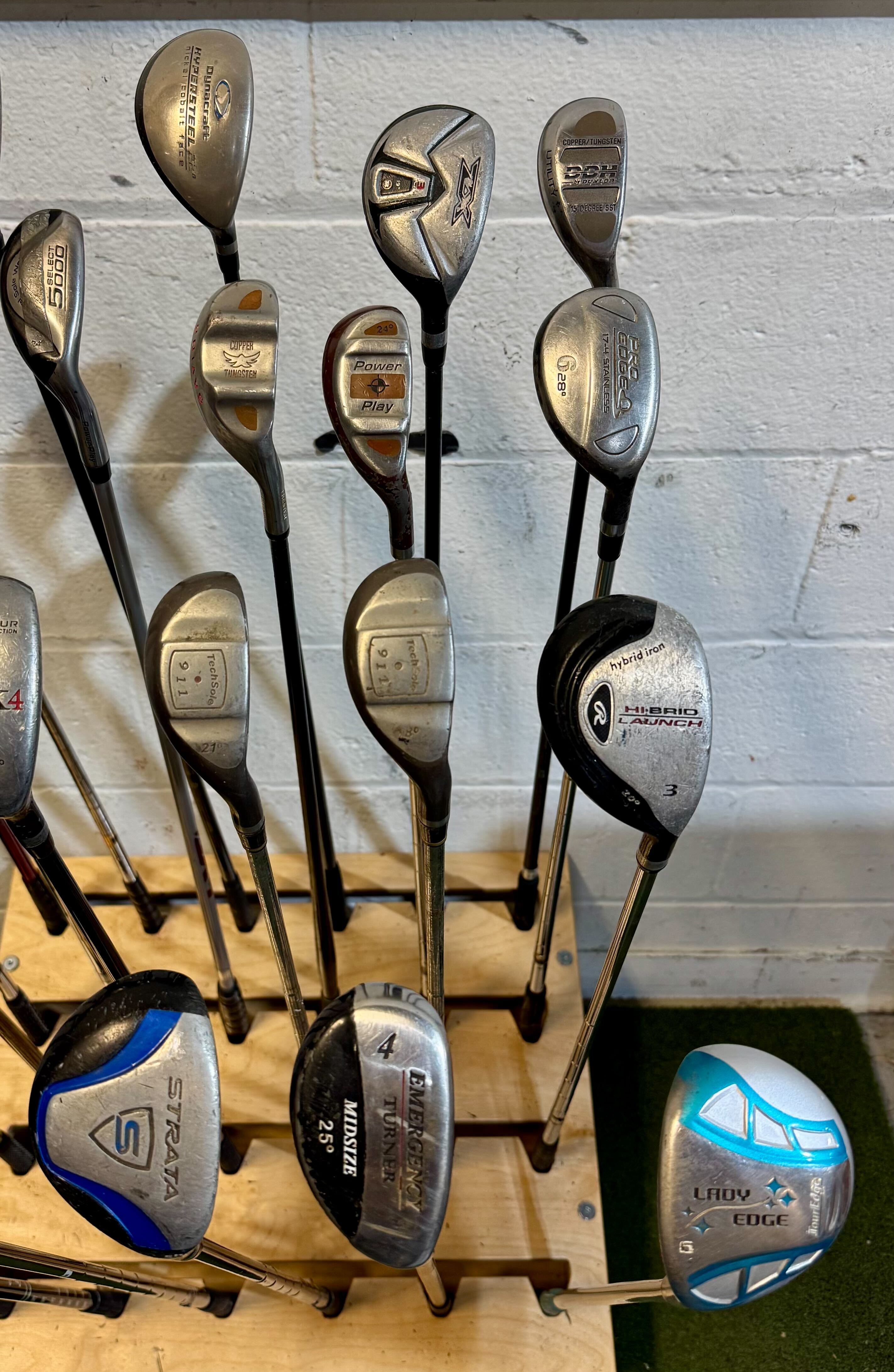 Wholesale Lot of 35 Golf Clubs - Assorted Hybrids - RH/LH - Mixed Flexes