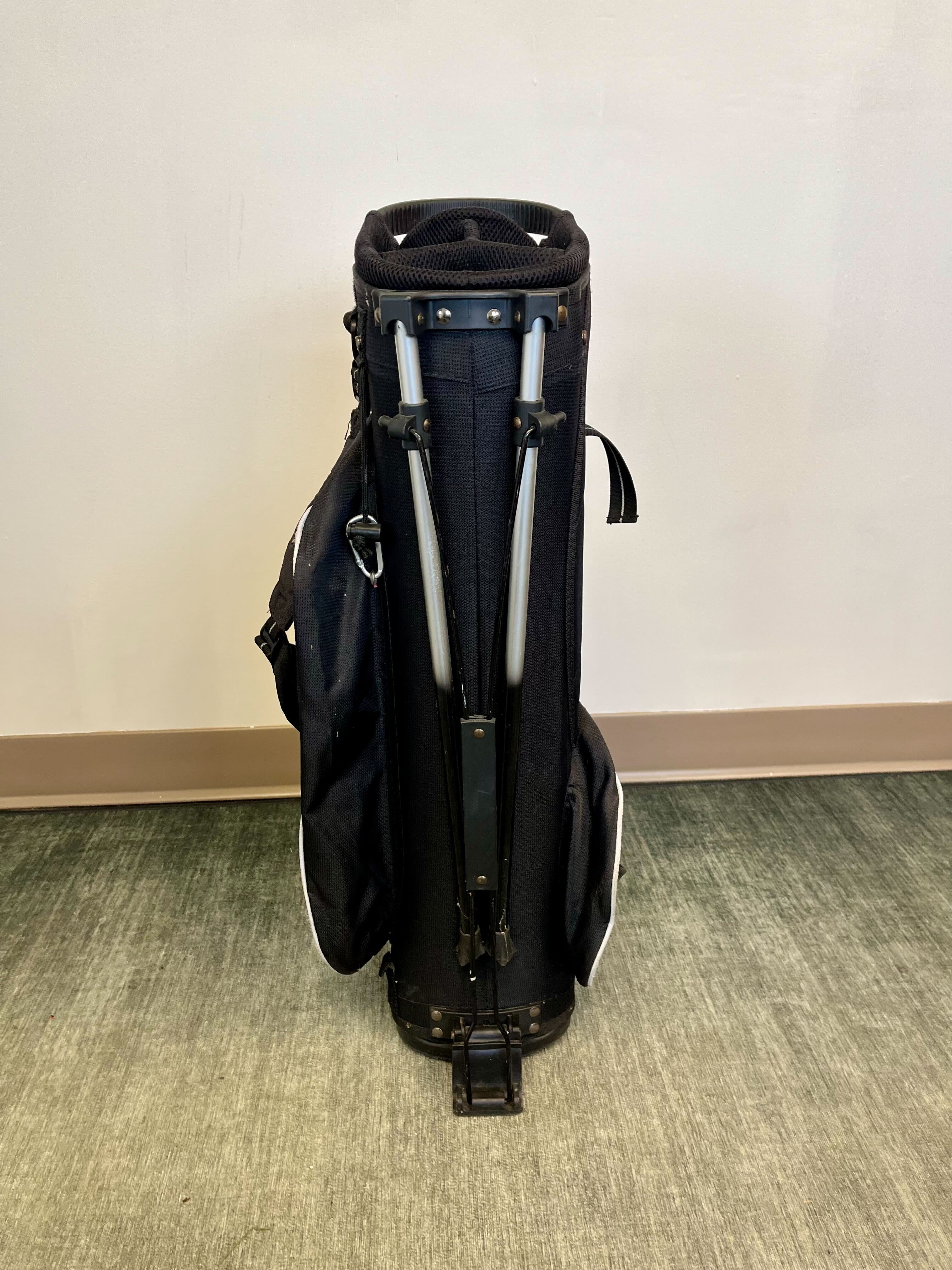US Kids Golf Stand Golf Bag Black/Pink 4 Dividers 4 Pockets-Next Round