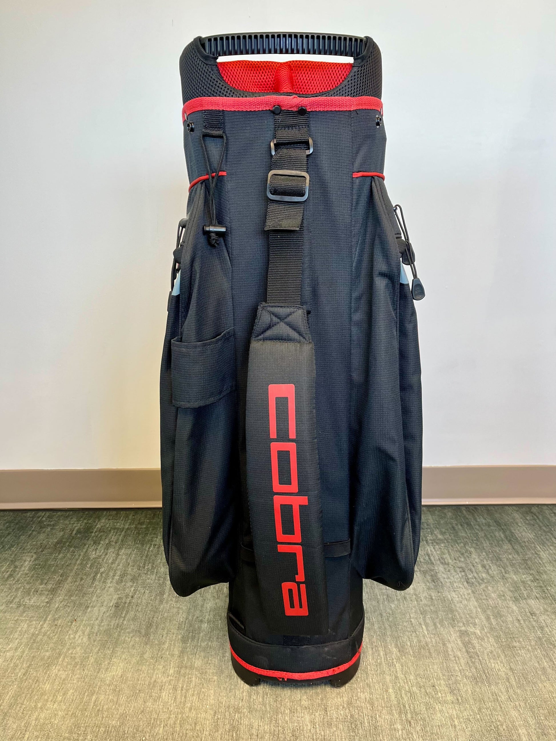 Cobra Cart Bag Red/Black 13 Dividers/7 Pockets with Strap and Rain Cover-Next Round
