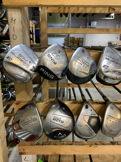 Wholesale Lot of 20 Golf Clubs - Fairway Woods & Hybrids - Men's Flex-Next Round